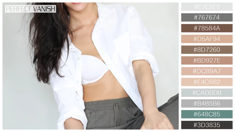 ファッショナブルな女性モデルの無料配色パターン 12色 フリー woman white shirt