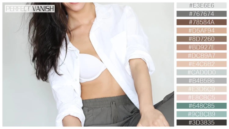 ファッショナブルな女性モデルの無料配色パターン 15色 フリー woman white shirt