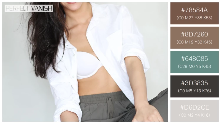 ファッショナブルな女性モデルの無料配色パターン 5色 フリー woman white shirt
