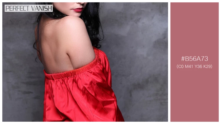 ファッショナブルな女性モデルの無料配色パターン 1色 フリー woman red dress