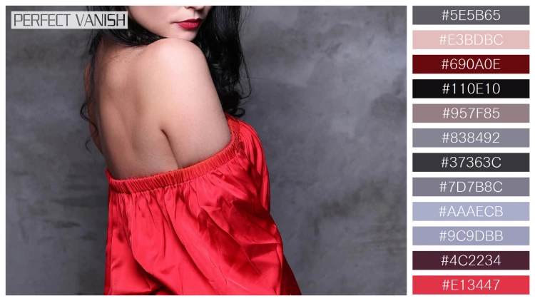 ファッショナブルな女性モデルの無料配色パターン 12色 フリー woman red dress