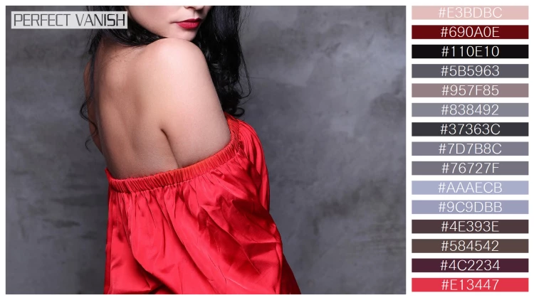 ファッショナブルな女性モデルの無料配色パターン 15色 フリー woman red dress