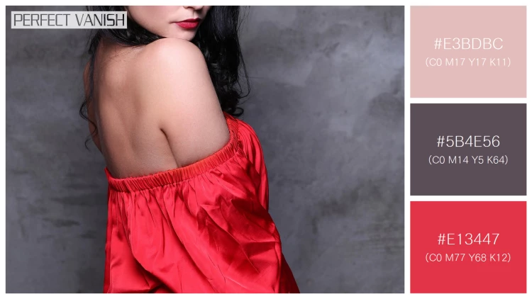 ファッショナブルな女性モデルの無料配色パターン 3色 フリー woman red dress