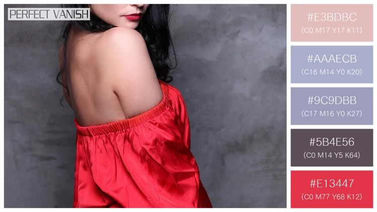 ファッショナブルな女性モデルの無料配色パターン 5色 フリー woman red dress