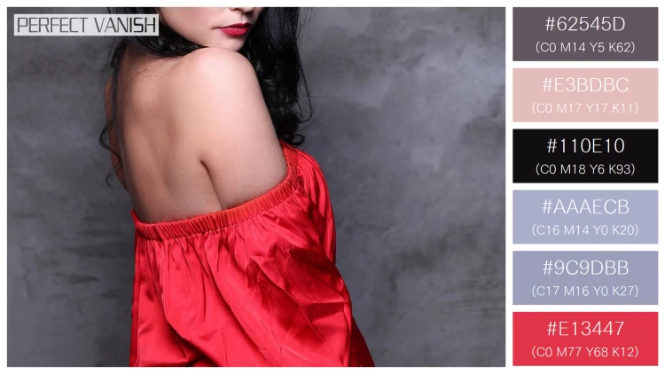 ファッショナブルな女性モデルの無料配色パターン 6色 フリー woman red dress