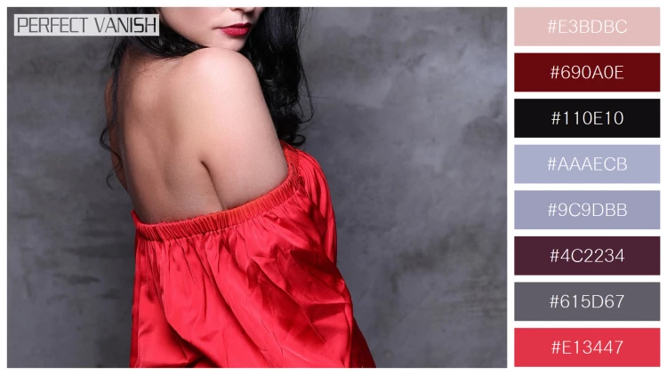 ファッショナブルな女性モデルの無料配色パターン 8色 フリー woman red dress