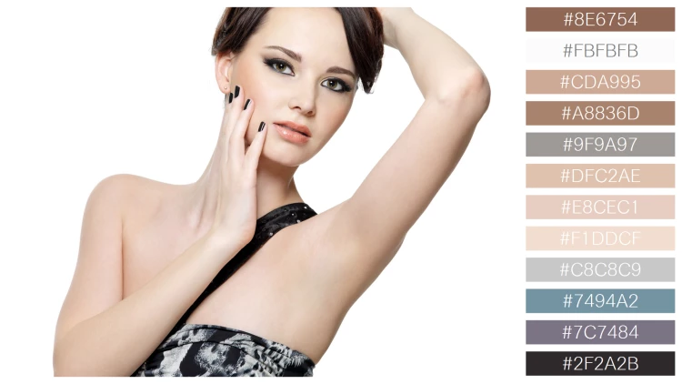 ファッショナブルな女性モデルの無料配色パターン 12色 フリー portrait beautiful glamour