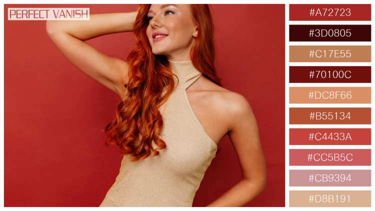 ファッショナブルな女性モデルの無料配色パターン 10色 フリー redhead woman elegant