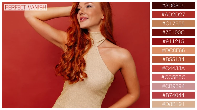 ファッショナブルな女性モデルの無料配色パターン 12色 フリー redhead woman elegant