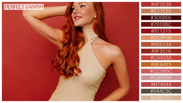 ファッショナブルな女性モデルの無料配色パターン 15色 フリー redhead woman elegant
