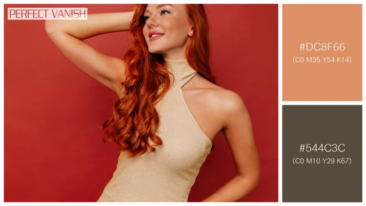 ファッショナブルな女性モデルの無料配色パターン 2色 フリー redhead woman elegant