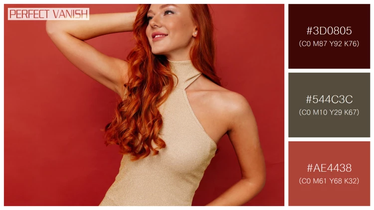 ファッショナブルな女性モデルの無料配色パターン 3色 フリー redhead woman elegant