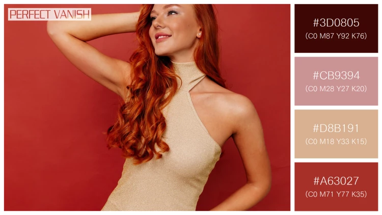 ファッショナブルな女性モデルの無料配色パターン 4色 フリー redhead woman elegant