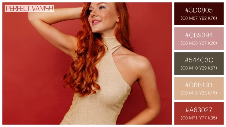 ファッショナブルな女性モデルの無料配色パターン 5色 フリー redhead woman elegant