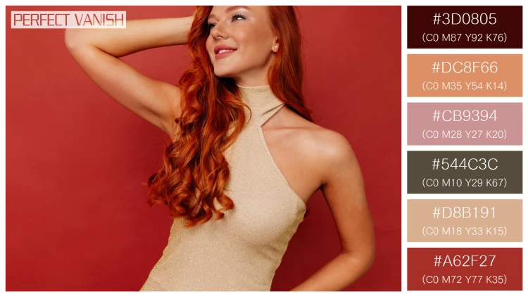 ファッショナブルな女性モデルの無料配色パターン 6色 フリー redhead woman elegant