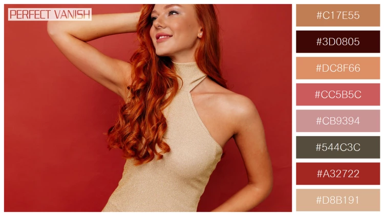 ファッショナブルな女性モデルの無料配色パターン 8色 フリー redhead woman elegant