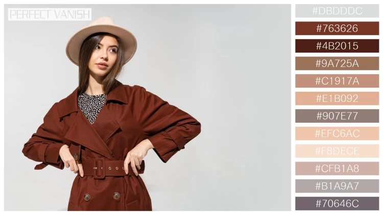 ファッショナブルな女性モデルの無料配色パターン 12色 フリー fashionable woman brown
