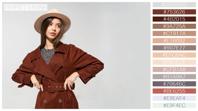 ファッショナブルな女性モデルの無料配色パターン 15色 フリー fashionable woman brown