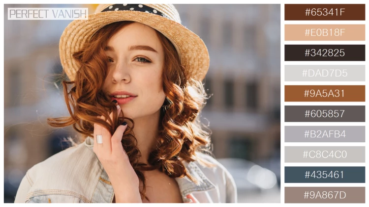 ファッショナブルな女性モデルの無料配色パターン 10色 フリー portrait interested ginger