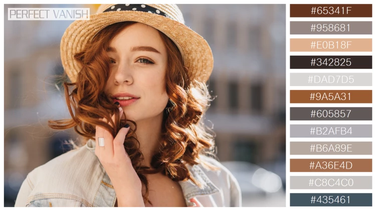 ファッショナブルな女性モデルの無料配色パターン 12色 フリー portrait interested ginger