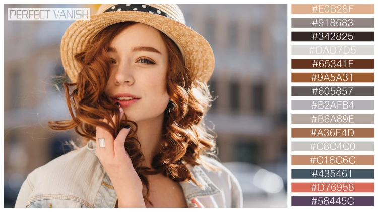 ファッショナブルな女性モデルの無料配色パターン 15色 フリー portrait interested ginger