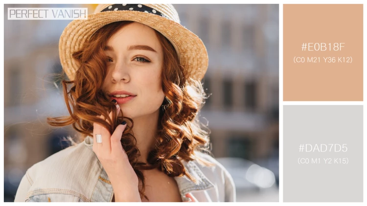 ファッショナブルな女性モデルの無料配色パターン 2色 フリー portrait interested ginger