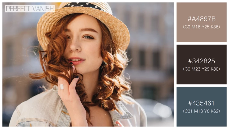 ファッショナブルな女性モデルの無料配色パターン 3色 フリー portrait interested ginger