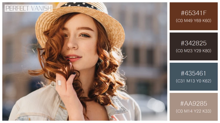 ファッショナブルな女性モデルの無料配色パターン 4色 フリー portrait interested ginger