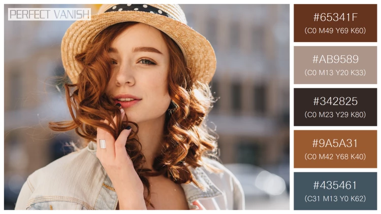 ファッショナブルな女性モデルの無料配色パターン 5色 フリー portrait interested ginger
