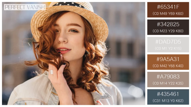 ファッショナブルな女性モデルの無料配色パターン 6色 フリー portrait interested ginger