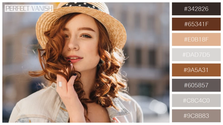 ファッショナブルな女性モデルの無料配色パターン 8色 フリー portrait interested ginger