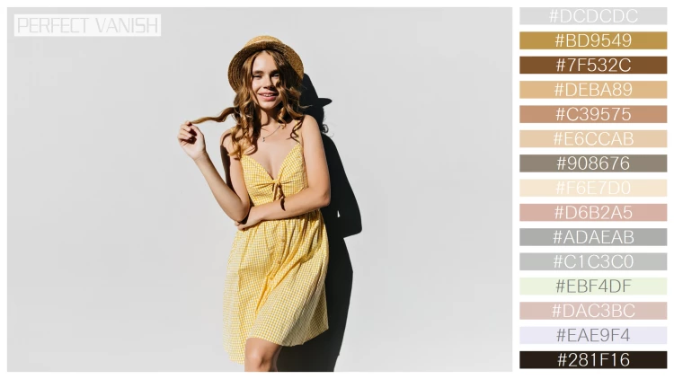 ファッショナブルな女性モデルの無料配色パターン 15色 フリー debonair girl yellow