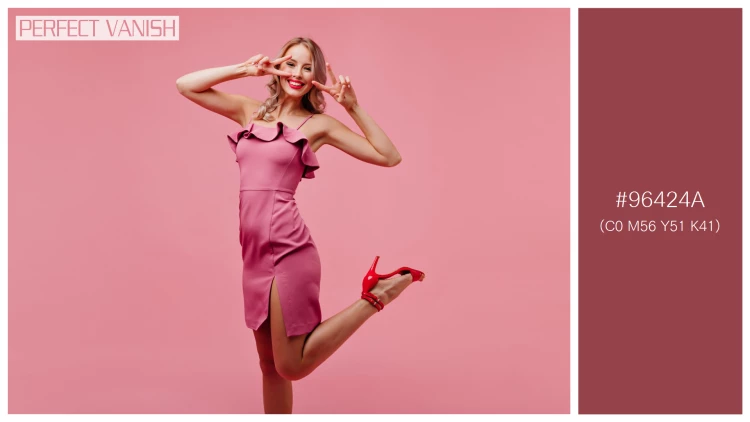 ファッショナブルな女性モデルの無料配色パターン 1色 フリー excited woman pink