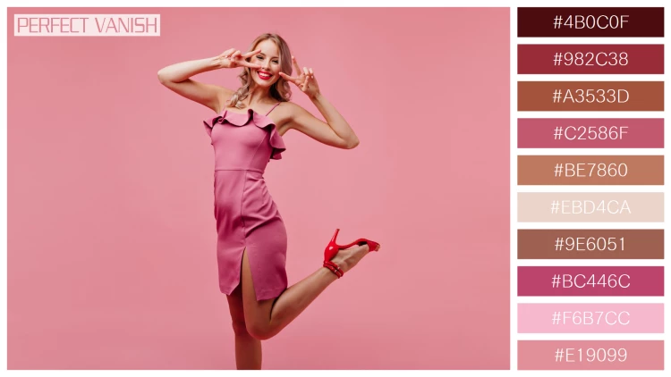 ファッショナブルな女性モデルの無料配色パターン 10色 フリー excited woman pink