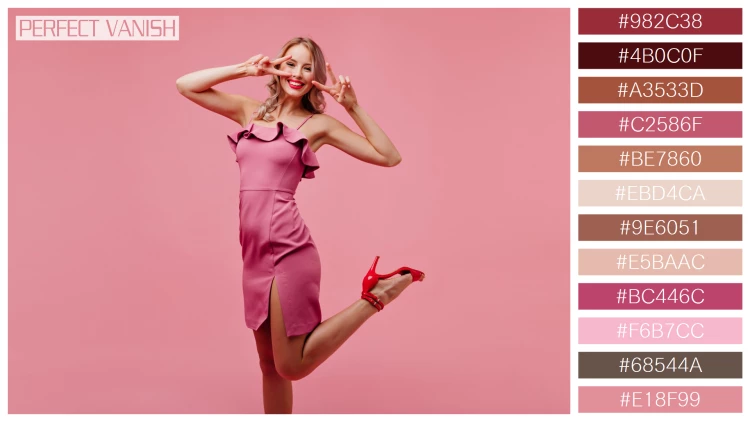 ファッショナブルな女性モデルの無料配色パターン 12色 フリー excited woman pink