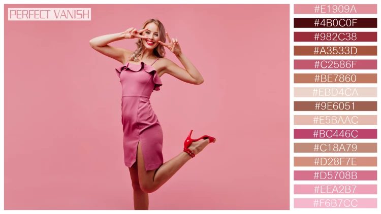 ファッショナブルな女性モデルの無料配色パターン 15色 フリー excited woman pink