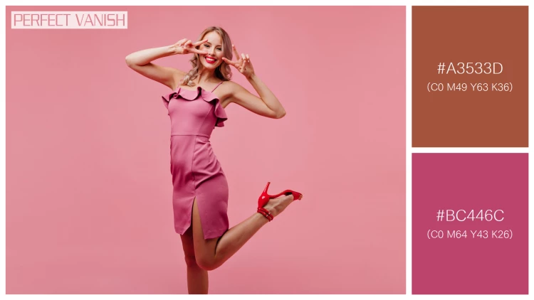 ファッショナブルな女性モデルの無料配色パターン 2色 フリー excited woman pink