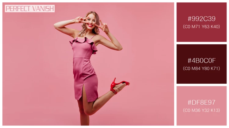 ファッショナブルな女性モデルの無料配色パターン 3色 フリー excited woman pink