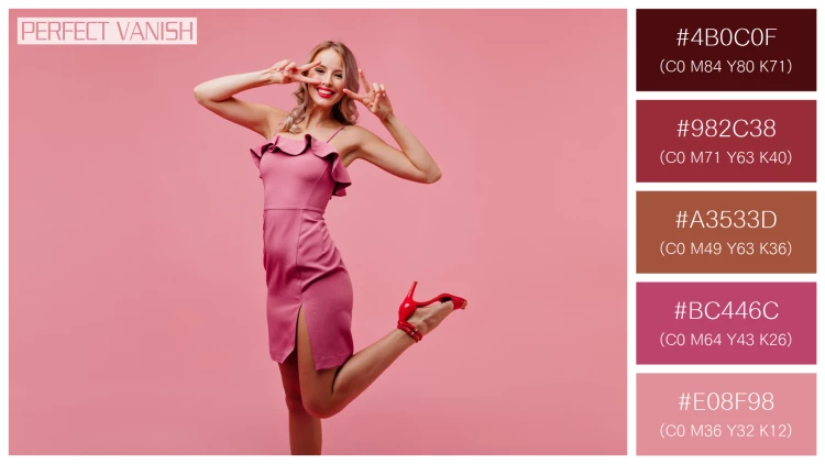 ファッショナブルな女性モデルの無料配色パターン 5色 フリー excited woman pink