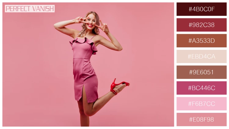 ファッショナブルな女性モデルの無料配色パターン 8色 フリー excited woman pink
