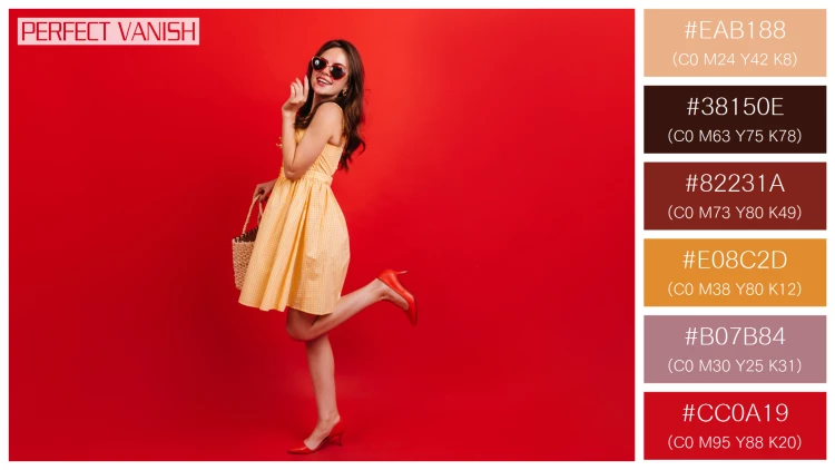 ファッショナブルな女性モデルの無料配色パターン 6色 フリー snapshot full length