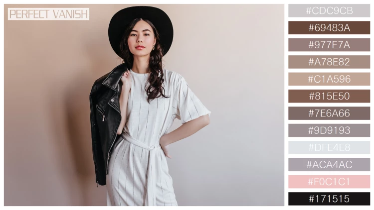 ファッショナブルな女性モデルの無料配色パターン 12色 フリー elegant asian woman