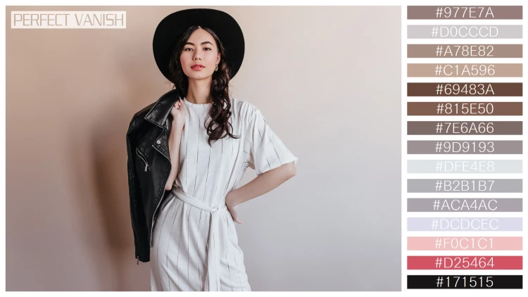 ファッショナブルな女性モデルの無料配色パターン 15色 フリー elegant asian woman