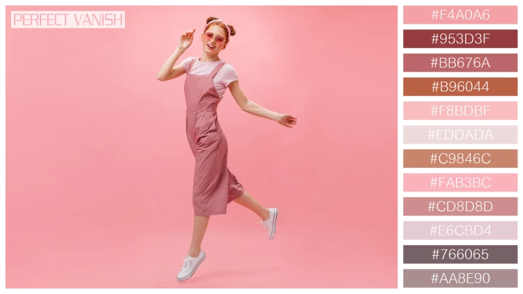 ファッショナブルな女性モデルの無料配色パターン 12色 フリー active woman pink