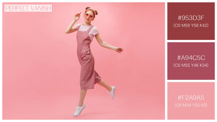 ファッショナブルな女性モデルの無料配色パターン 3色 フリー active woman pink