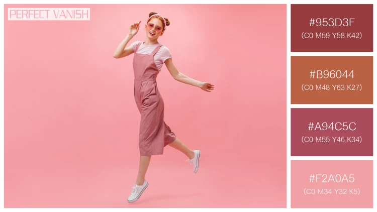 ファッショナブルな女性モデルの無料配色パターン 4色 フリー active woman pink