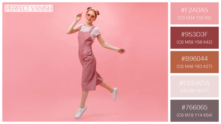 ファッショナブルな女性モデルの無料配色パターン 5色 フリー active woman pink