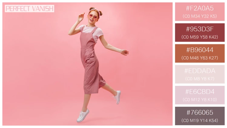 ファッショナブルな女性モデルの無料配色パターン 6色 フリー active woman pink