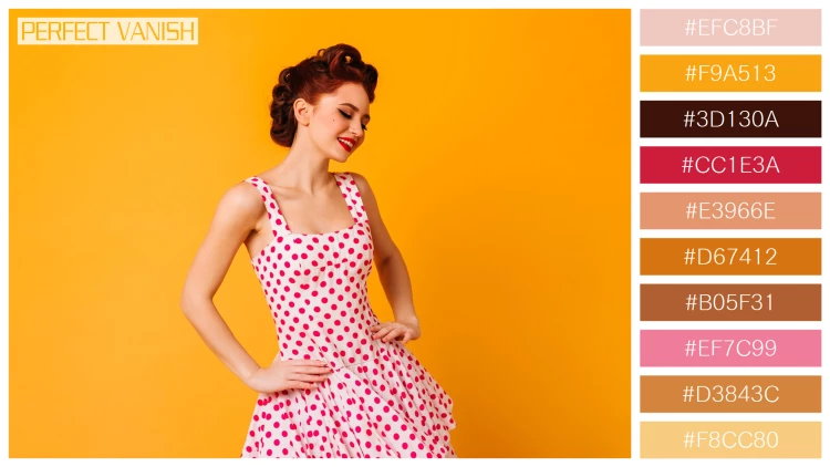 ファッショナブルな女性モデルの無料配色パターン 10色 フリー woman polka dot