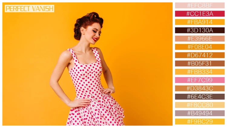 ファッショナブルな女性モデルの無料配色パターン 15色 フリー woman polka dot